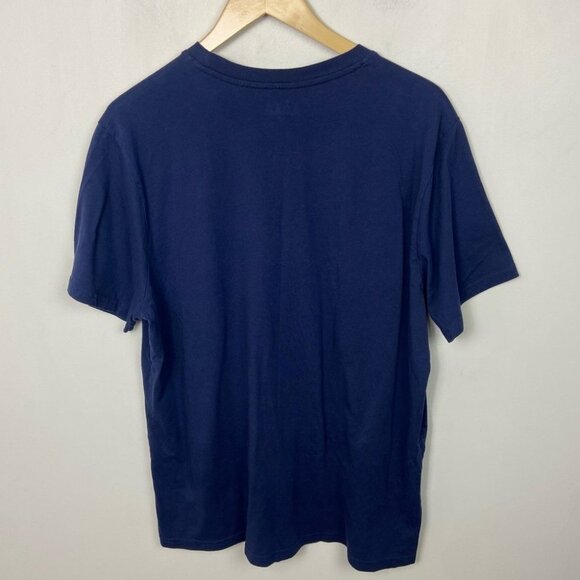 Santa Christmas Blue Short Sleeve Tee Cotton Mens Size Large T-Shirt Novelty L - Picture 6 of 8